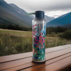 2020 Starbucks Summer Blue Floral Jungle Acrylic Water Bottle 24fl Oz Activecore
